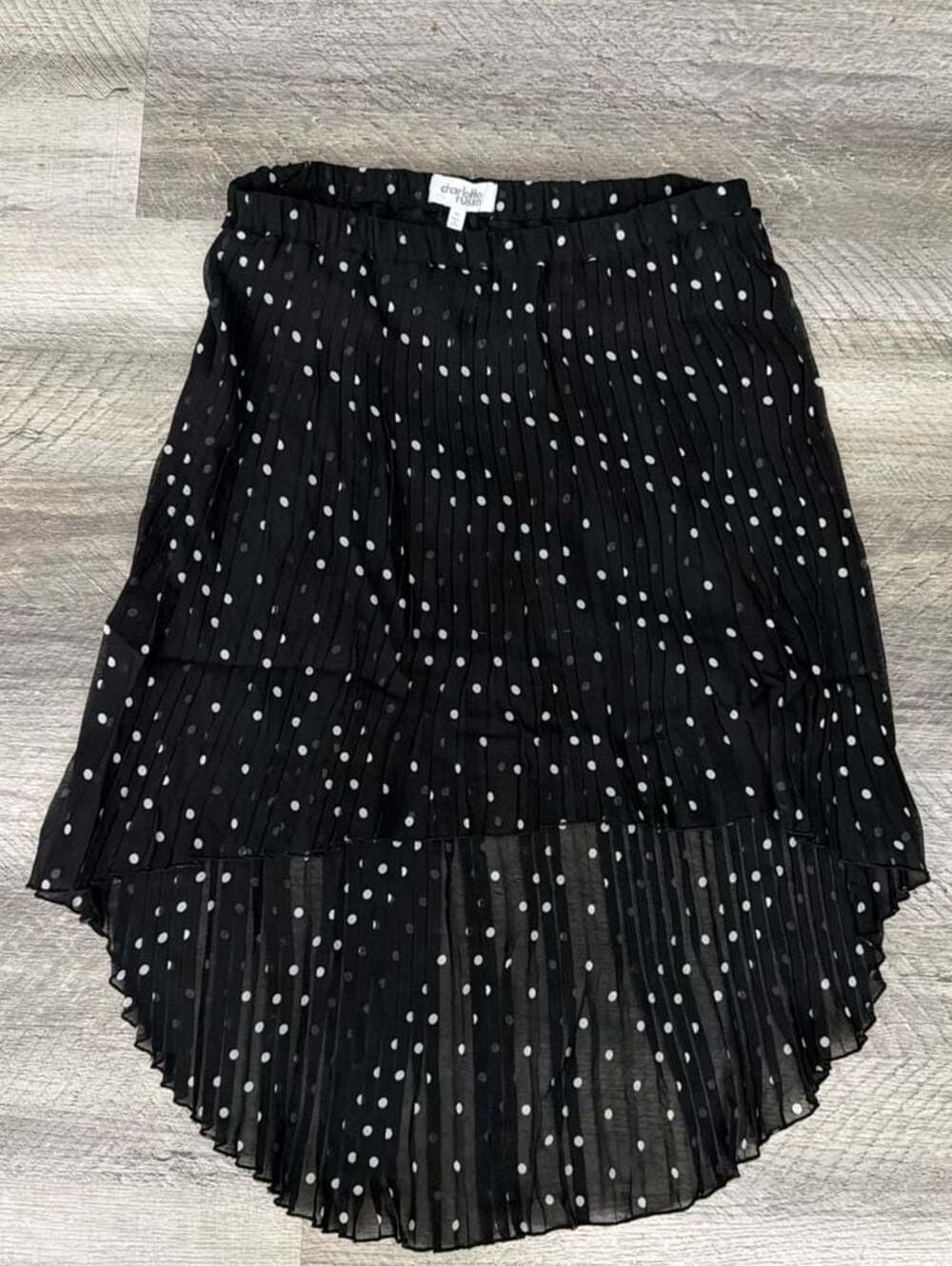 Charlotte Russe Black Polka Dot Pleated High-Low Skirt